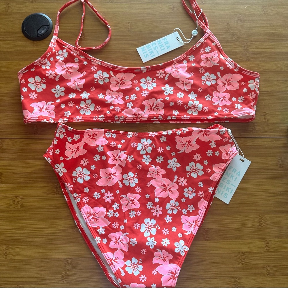 NWT Dallas Floral Bralette Bikini Top / Anne Floral High Waist Bikini Bottom Set
